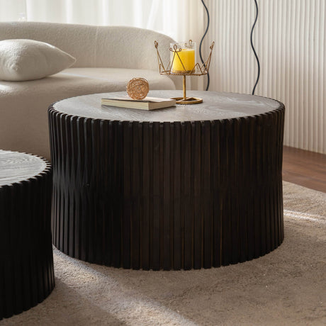 2-Piece Vintage Solid Wood Round Coffee Table Set - Sleep Galleria