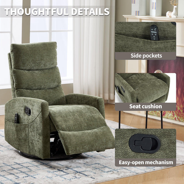 Heat Massage Recliner Chair With Swivel Rocker - Omega Lifestyles
