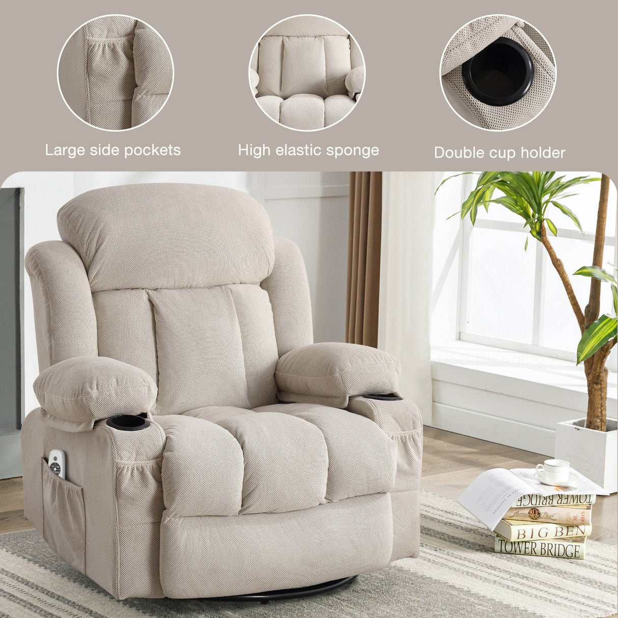Heated Velvet Swinging Recliner Massage Chair - Omega Lifestyles