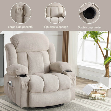 Heated Velvet Swinging Recliner Massage Chair - Omega Lifestyles