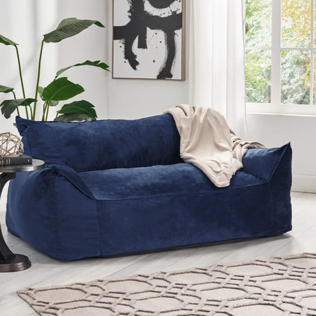 Oversized Velvet 2-Seater Foam Filled Bean Bag Chair - Omega Lifestyles
