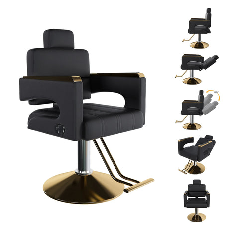 Professional Hydraulic Reclining PU Leather Barber Chair - Omega Lifestyles