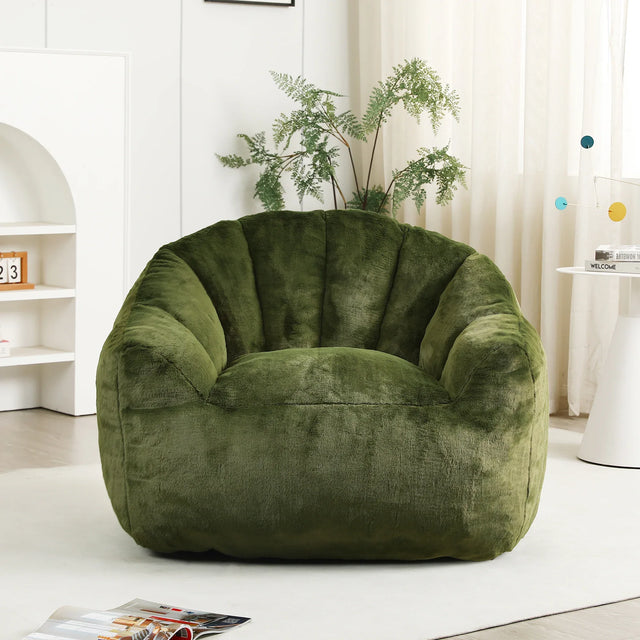 High-Density Foam Faux Fur Bean Bag Chair - Omega Lifestyles