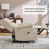Beige Faux Leather Manual Recliner Chair With Massage - Omega Lifestyles