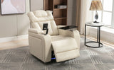 Power PU Leather Recliner Chair With Tray Table USB Port - Omega Lifestyles