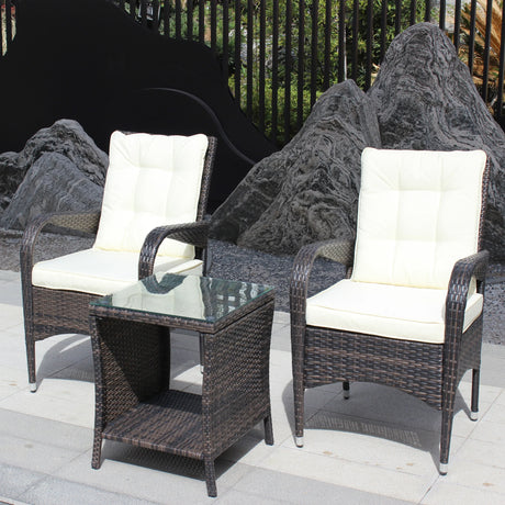 3-Piece Brown Rattan Outdoor Patio Furniture Set - Omega Lifestyles