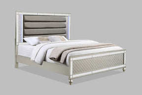 Modern Glam Champagne Finish Queen Panel Bed Frame - Omega Lifestyles