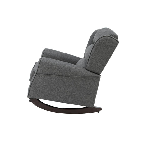 Gray Fabric Pocket Coil Rocking Chair With Wooden Legs - Omega Lifestyles