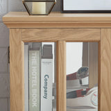 Antique Oak LED Glass Display Cabinet With Adjustable Shelves - Omega Lifestyles