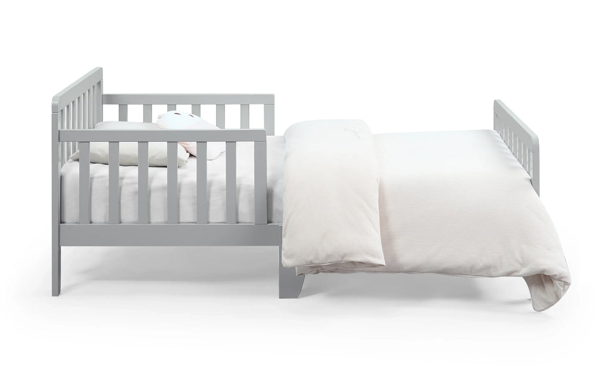 Solid Wood Light Gray Toddler Bed With Safety Rails - Omega Lifestyles