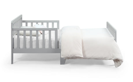 Solid Wood Light Gray Toddler Bed With Safety Rails - Omega Lifestyles