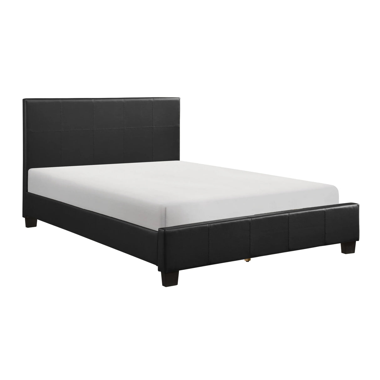 Full Contemporary Black Faux Leather Platform Bed Frame - Omega Lifestyles