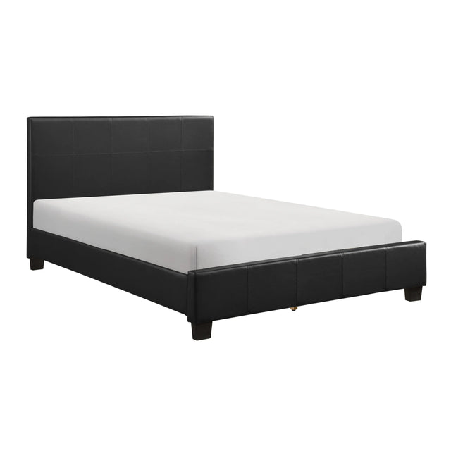 Full Contemporary Black Faux Leather Platform Bed Frame - Omega Lifestyles