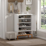 Modern White Metal Adjustable Shelf Shoe Cabinet - Omega Lifestyles