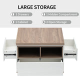 Modern Walnut White Lift Top Coffee Table With Drawers - Sleep Galleria