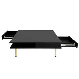 High Gloss Black Coffee Table With Drawers - Omega Lifestyles