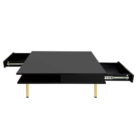 High Gloss Black Coffee Table With Drawers - Omega Lifestyles
