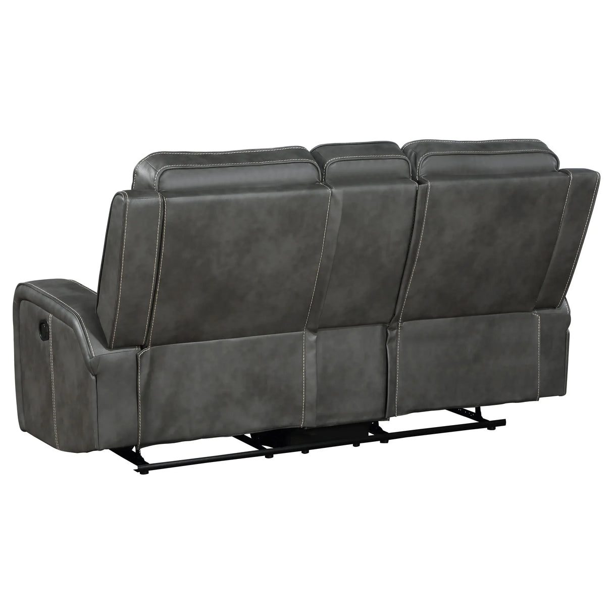 Grey Upholstered Manual Reclining Loveseat With Console - Omega Lifestyles