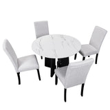 5-Piece Round Solid Wood Dining Table Set With Upholstered Chairs - Omega Lifestyles