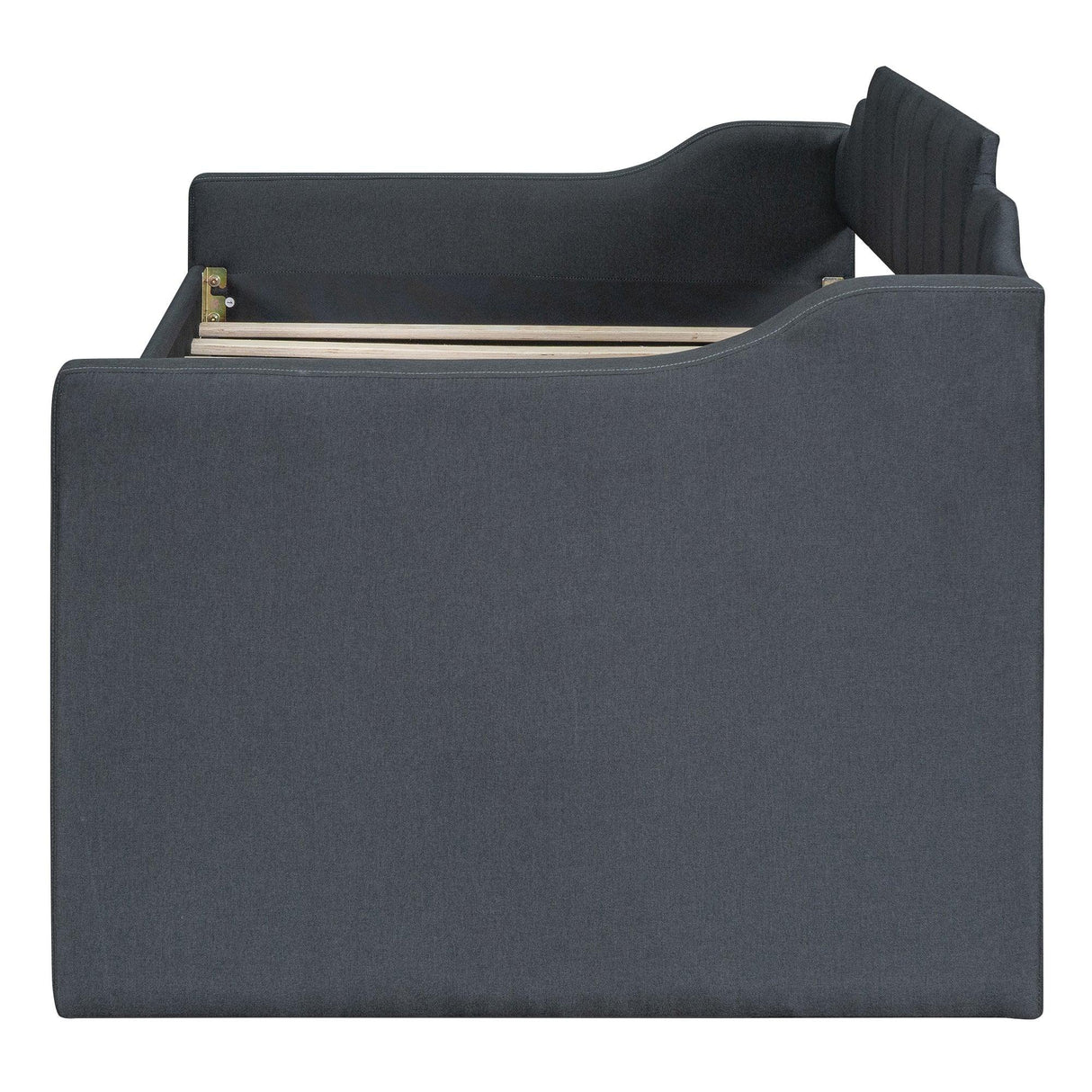 Twin Upholstered Linen-Blend Daybed With Trundle Drawers - Omega Lifestyles