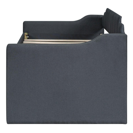 Twin Upholstered Linen-Blend Daybed With Trundle Drawers - Omega Lifestyles