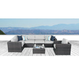 5-Person Grey Wicker Patio Set With Cushions Fully Assembled - Omega Lifestyles