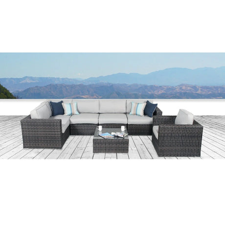 5-Person Grey Wicker Patio Set With Cushions Fully Assembled - Omega Lifestyles