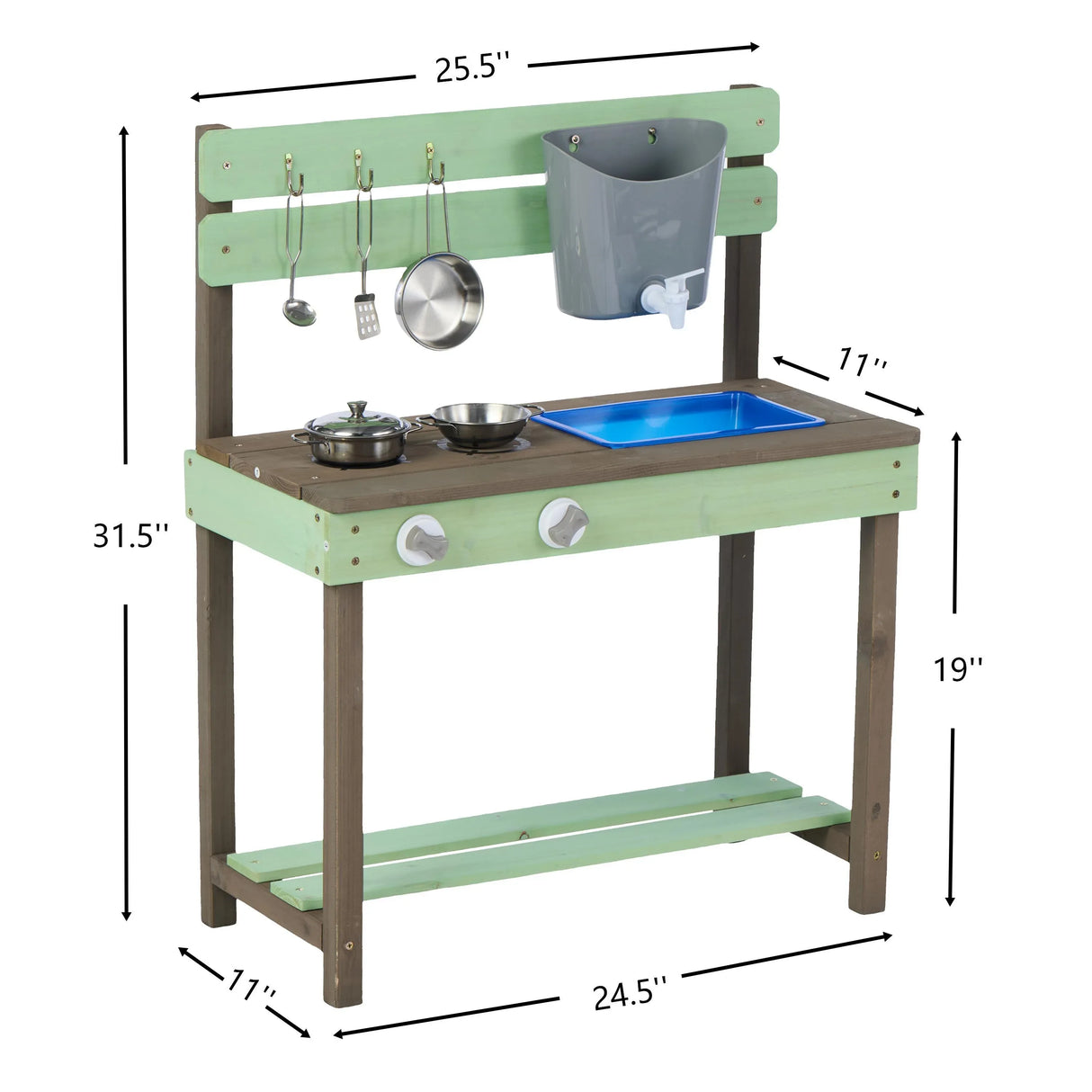Solid Wood Kids Play Kitchen With Water Play Set - Omega Lifestyles