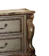 Gold Patina Synthetic Wood Nightstand With Storage Drawers - Omega Lifestyles