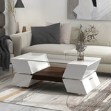 Modernist 2-Tier White Glass Top Coffee Table - Sleep Galleria