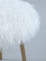 White Faux Fur Glamour Accent Ottoman With Rose Gold Legs - Omega Lifestyles