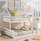 Twin Over Full Pine Wood House Bunk Bed With Ladder - Omega Lifestyles