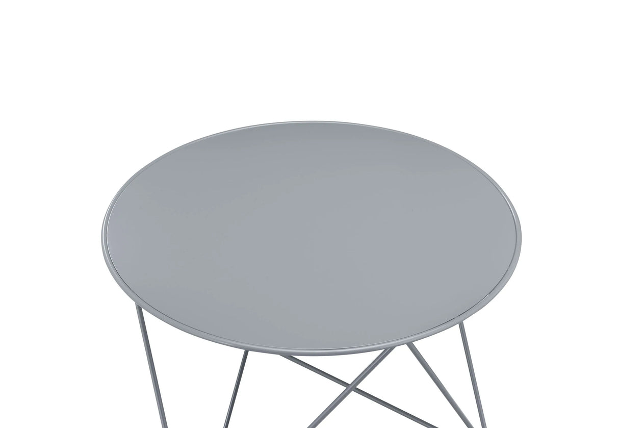 Metal Gray Round Display Utility Accent Table - Omega Lifestyles