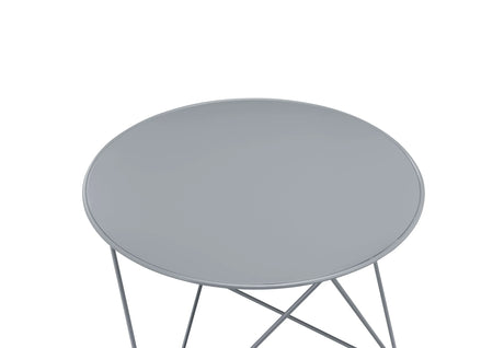 Metal Gray Round Display Utility Accent Table - Omega Lifestyles