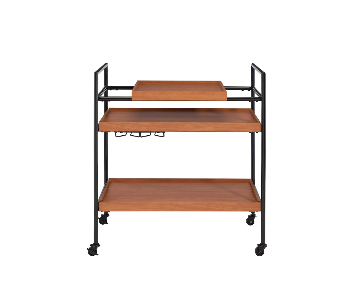 Oaken Black And Oak Finish Metal Serving Cart - Omega Lifestyles