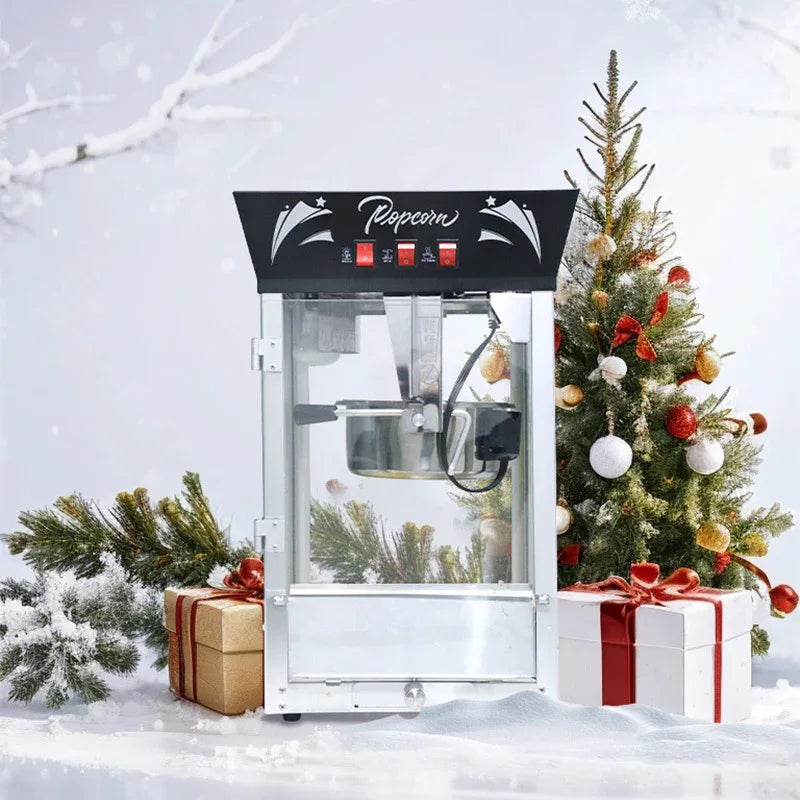 Commercial 12-Ounce Stainless Steel Popcorn Maker With Glass - Omega Lifestyles