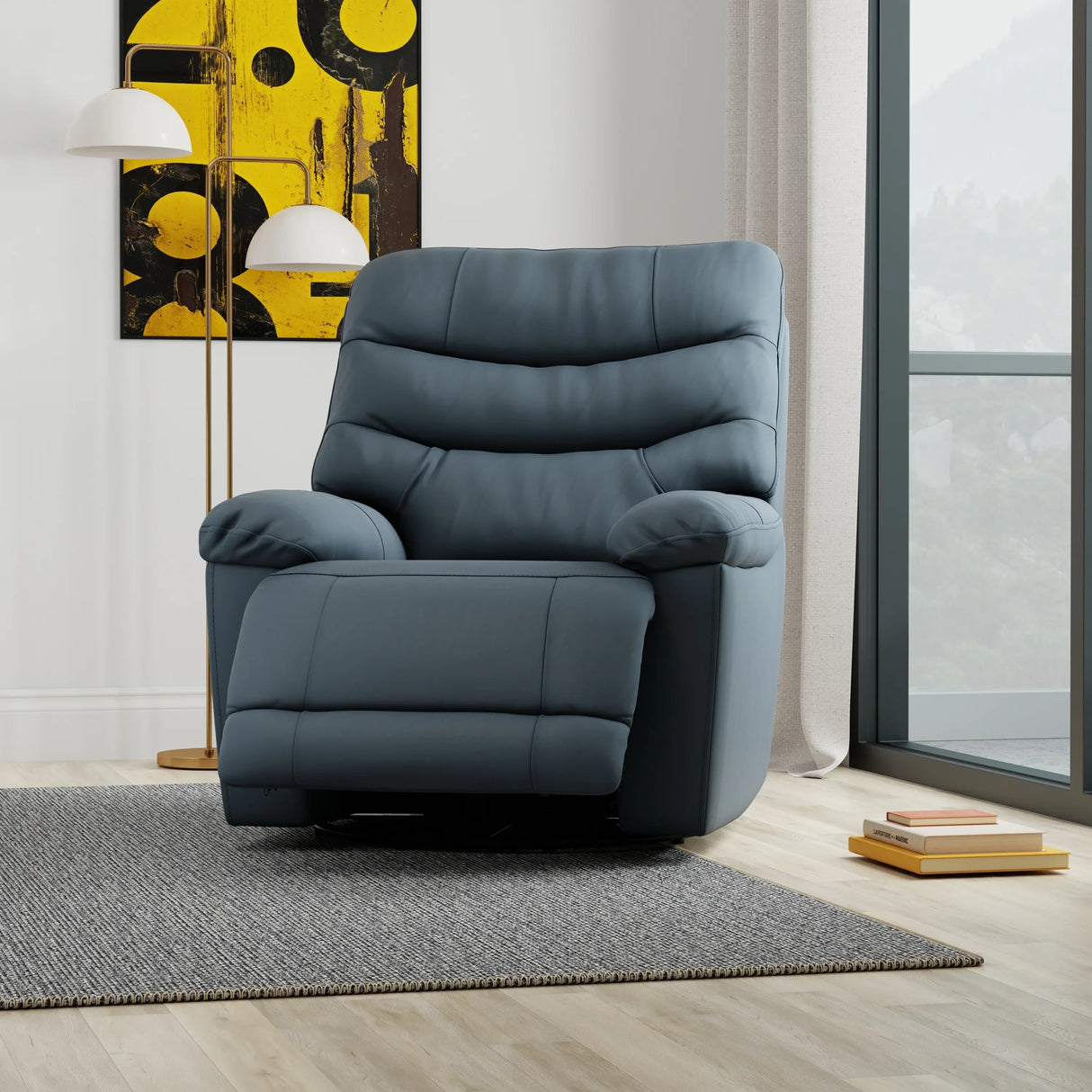 Swivel Glider Recliner With Manual Footrest Leather - Omega Lifestyles