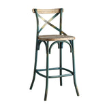Vintage Industrial Armless Bar Chair With Oak And Turquoise - Omega Lifestyles