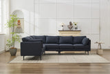 L-Shaped Grey Linen 6-Seat Convertible Sofa With Pillows - Omega Lifestyles
