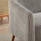 Corduroy Upholstered Modern Gray Loveseat Sofa With Walnut Legs - Omega Lifestyles