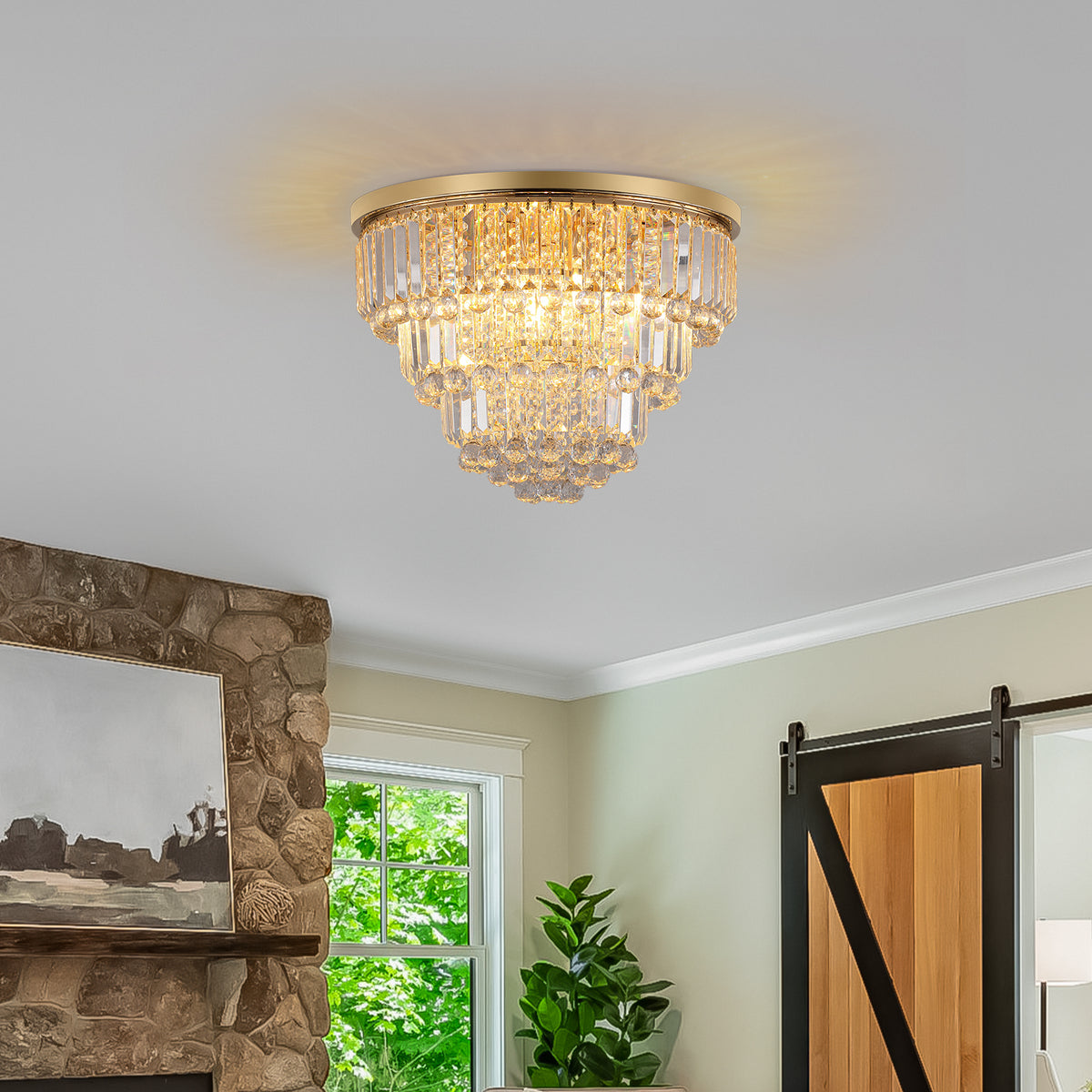 Luxury Gold Crystal Iron Large Ceiling Chandelier