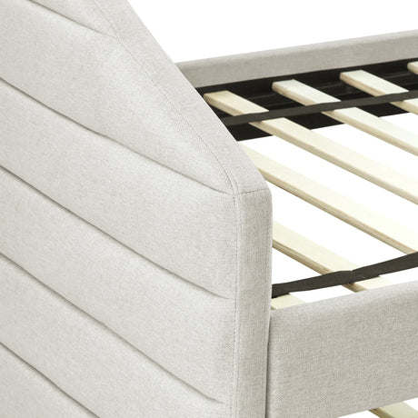 Twin Upholstered Linen Daybed With Pull-Out Trundle - Omega Lifestyles