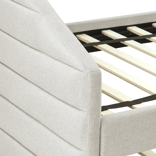 Twin Upholstered Linen Daybed With Pull-Out Trundle - Omega Lifestyles