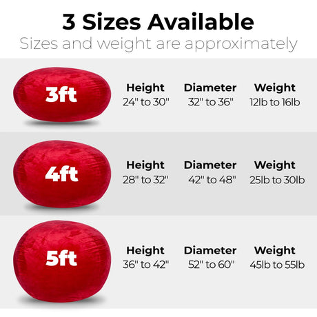 Minky Velvet Memory Foam Bean Bag Chair Red 3ft - Omega Lifestyles