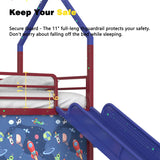 Twin Metal Junior House Loft Bed With Slide And Curtain - Omega Lifestyles