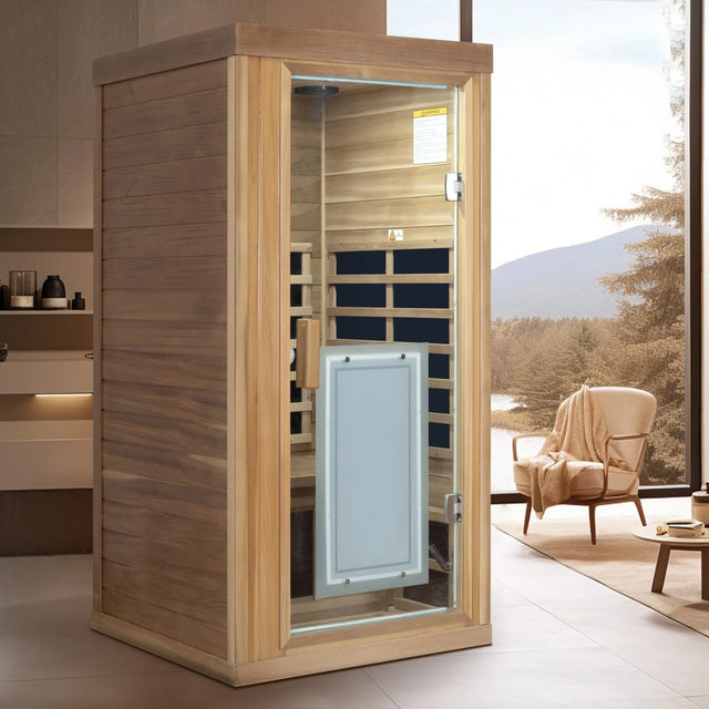 Far Infrared Red Cedar One Person Indoor Sauna Room - Omega Lifestyles