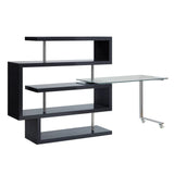 Clear Glass Chrome High Gloss Synthetic Wood Writing Desk - Omega Lifestyles