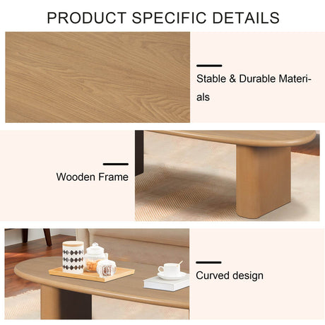 Tapered MDF Natural Wood Rounded Edge Coffee Table - Sleep Galleria