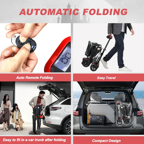 Foldable Lightweight Remote Control 4-Wheel Mobility Scooter - Omega Lifestyles