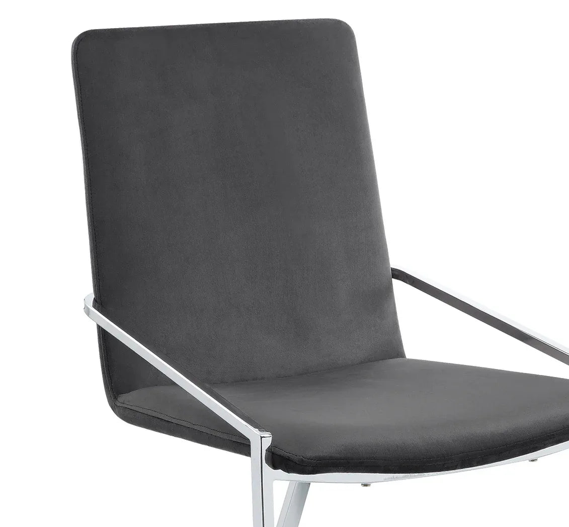 Set of 2 Gray Velvet Upholstered Metal Side Chairs - Omega Lifestyles